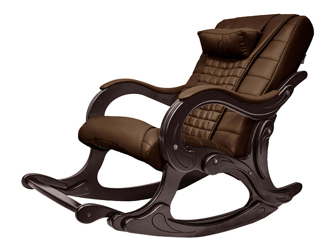 Кресло качалка кожаное с подставкой для ног